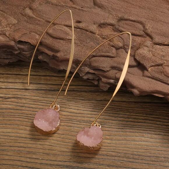 Druzy Fishhook Earrings - Picture 1 of 1